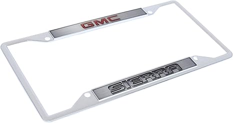 a license plate frame with the gmc logo on it