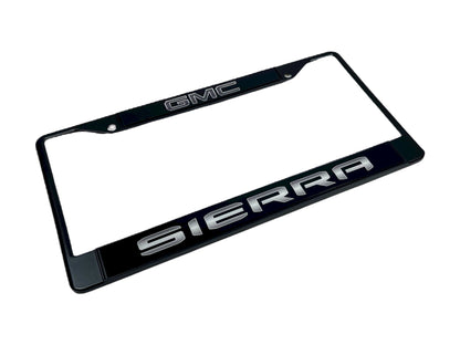 Blacked Out GMC Sierra Black License Plate Frame