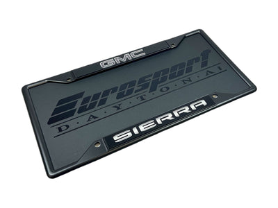 Blacked Out GMC Sierra Black License Plate Frame