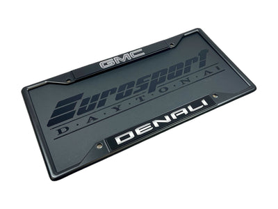 Blacked Out GMC Denali Black License Plate Frame