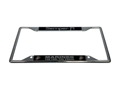USMC Semper Fi Marines The Few The Proud Chrome License Plate Frame