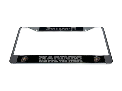 USMC Semper Fi Marines The Few The Proud Chrome License Plate Frame