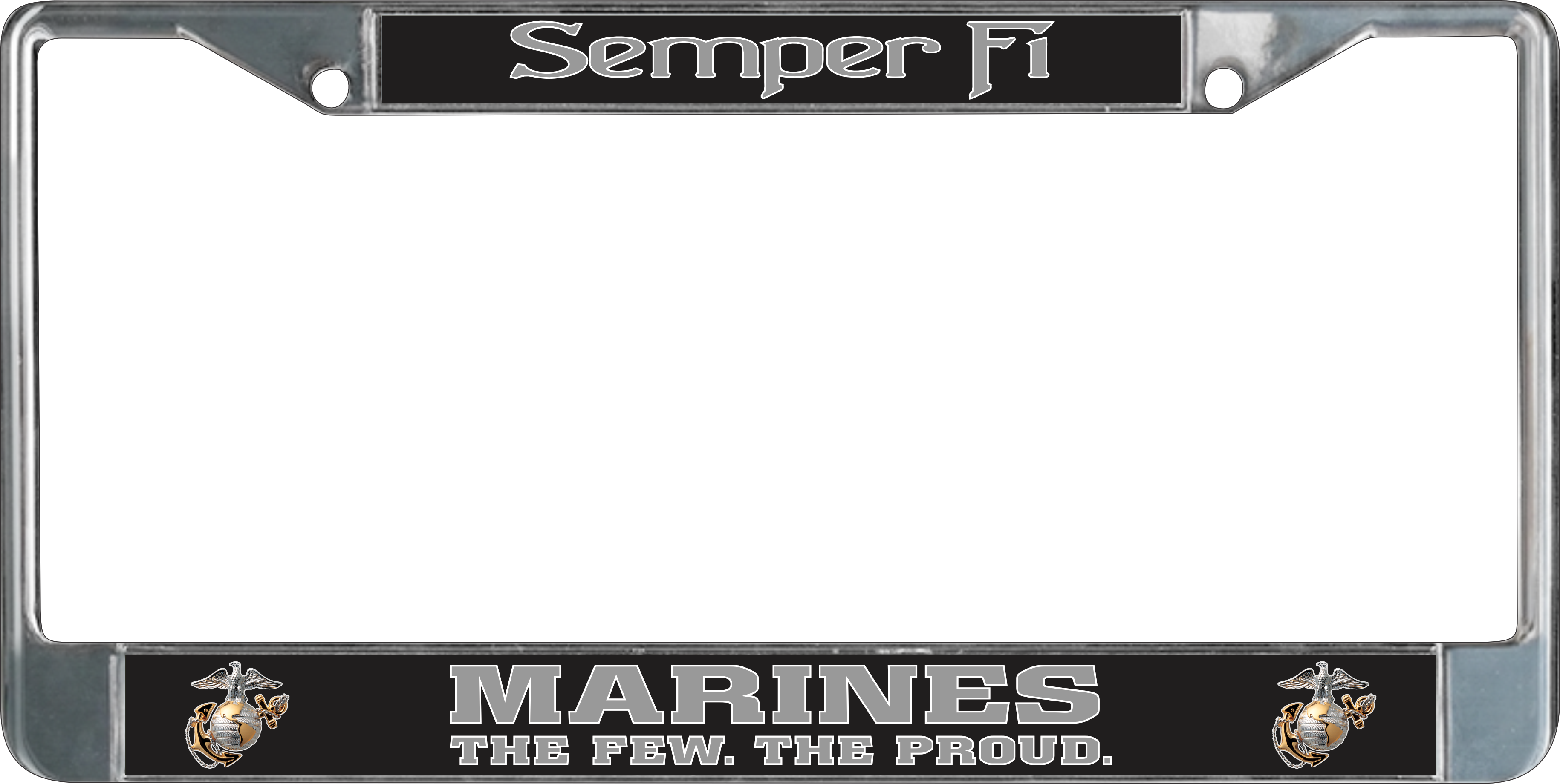 USMC Semper Fi Marines The Few The Proud Chrome License Plate Frame