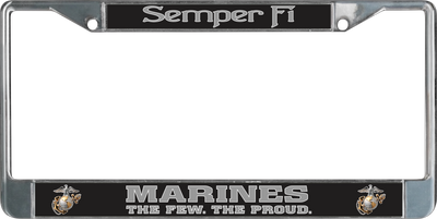 USMC Semper Fi Marines The Few The Proud Chrome License Plate Frame