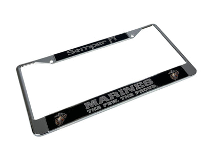 USMC Semper Fi Marines The Few The Proud Chrome License Plate Frame