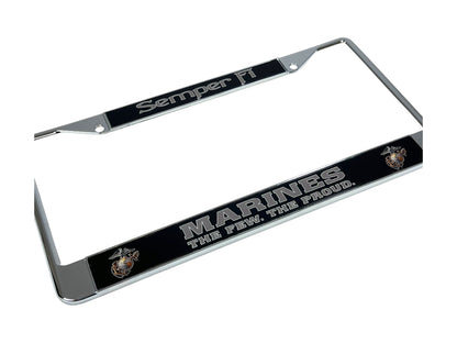 USMC Semper Fi Marines The Few The Proud Chrome License Plate Frame