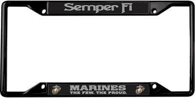 USMC Semper Fi Marines The Few The Proud Black License Plate Frame