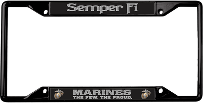 USMC Semper Fi Marines The Few The Proud Black License Plate Frame
