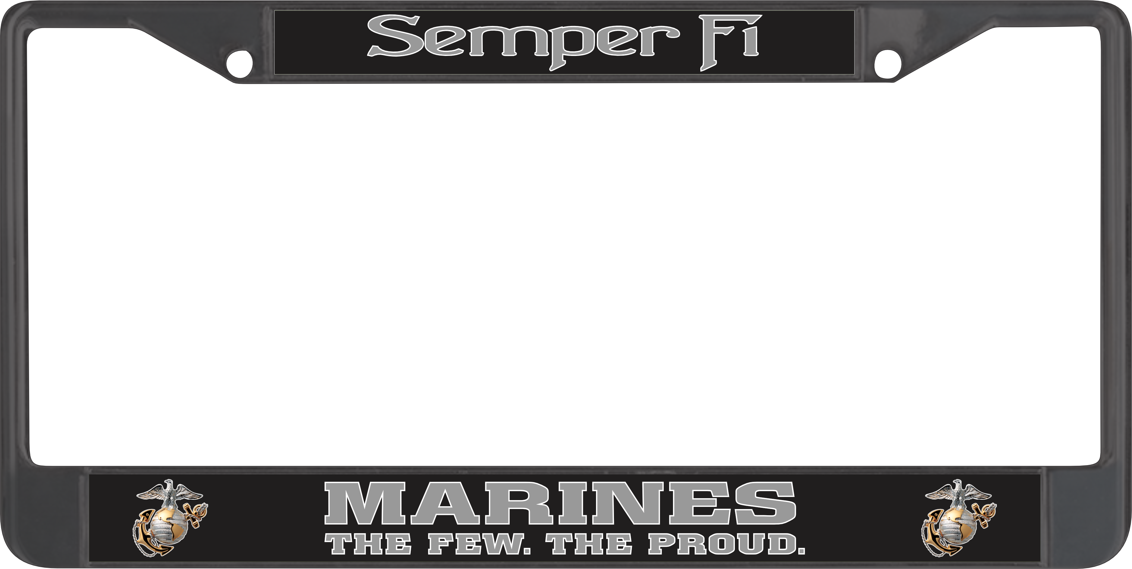 USMC Semper Fi Marines The Few The Proud Black License Plate Frame