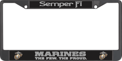 USMC Semper Fi Marines The Few The Proud Black License Plate Frame