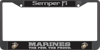 USMC Semper Fi Marines The Few The Proud Black License Plate Frame