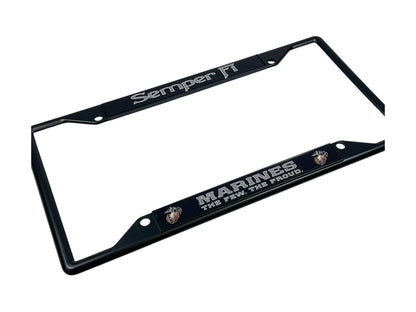 USMC Semper Fi Marines The Few The Proud Black License Plate Frame