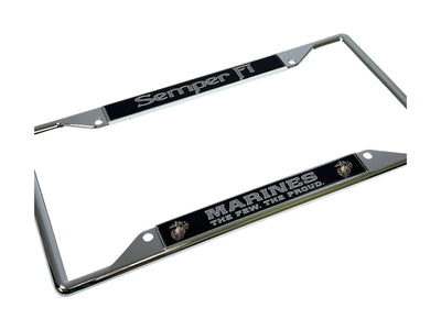 USMC Semper Fi Marines The Few The Proud Chrome License Plate Frame