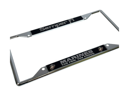 USMC Semper Fi Marines The Few The Proud Chrome License Plate Frame
