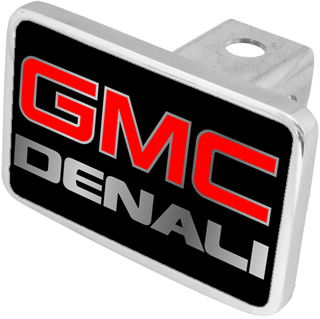 the gmc denali logo on a black and red background