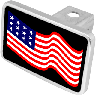 USA Flag Waving Hitch Plug XL