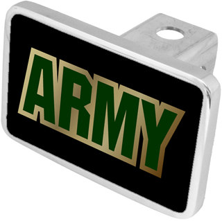 a black and gold army sign on a white background