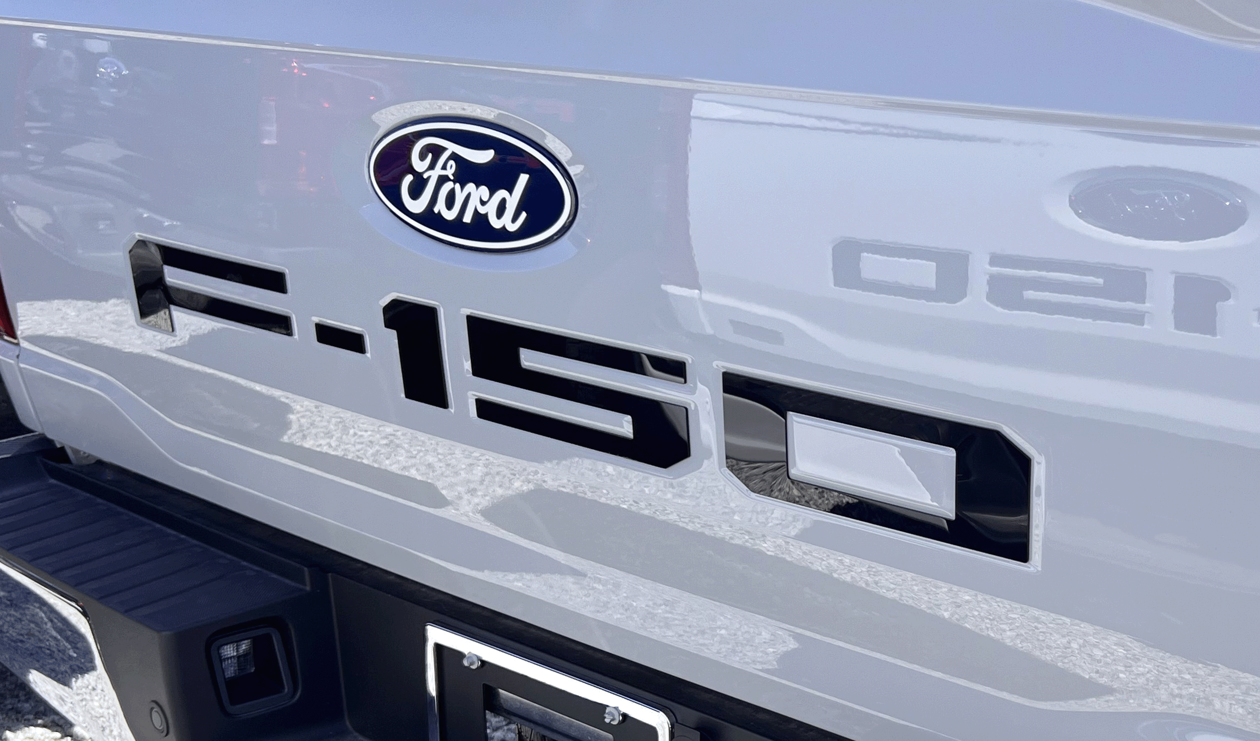 a close up of the emblem on the back of a truck