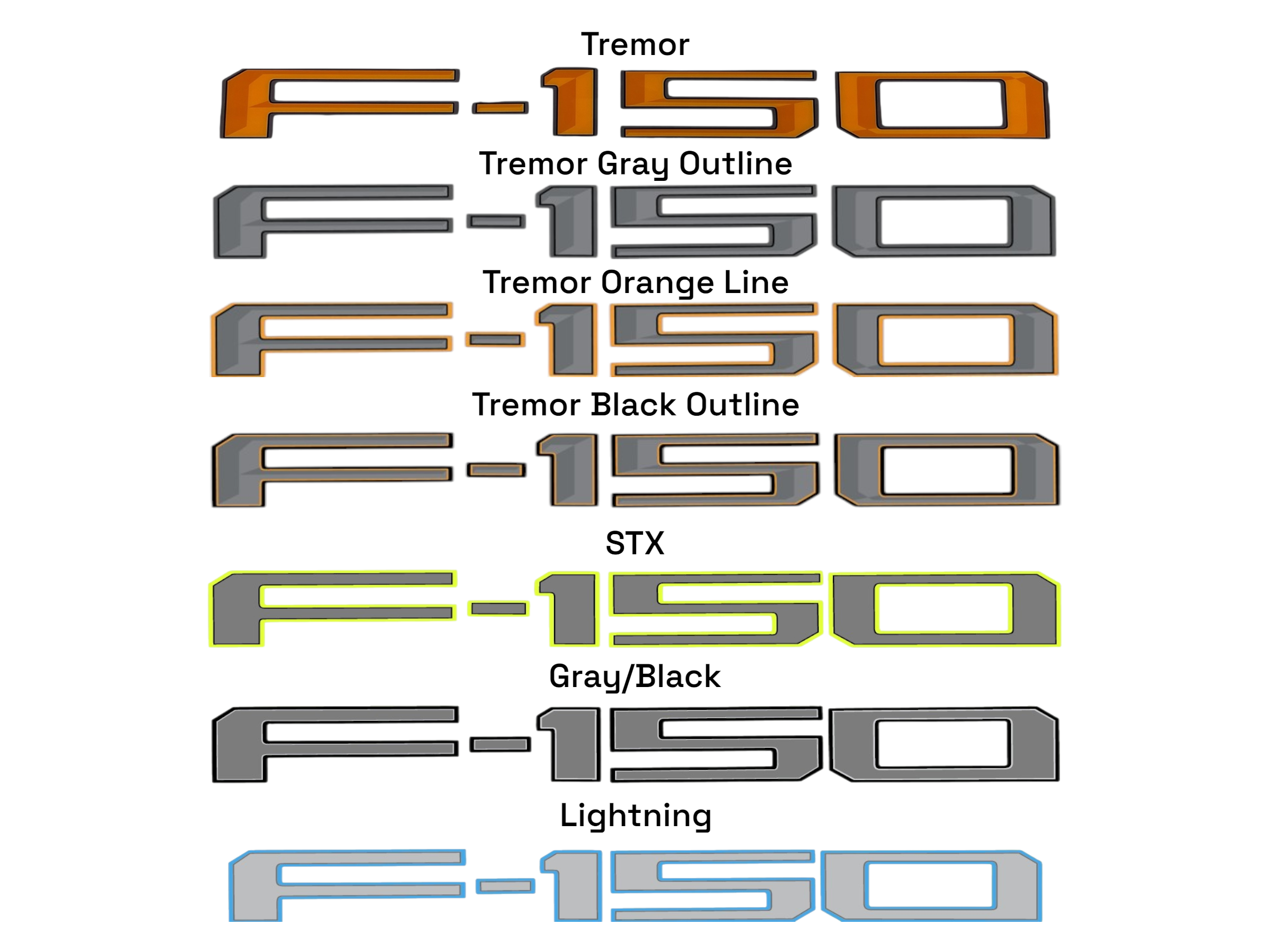 2021-Curent Ford F-150 Tailgate Lettering Kit