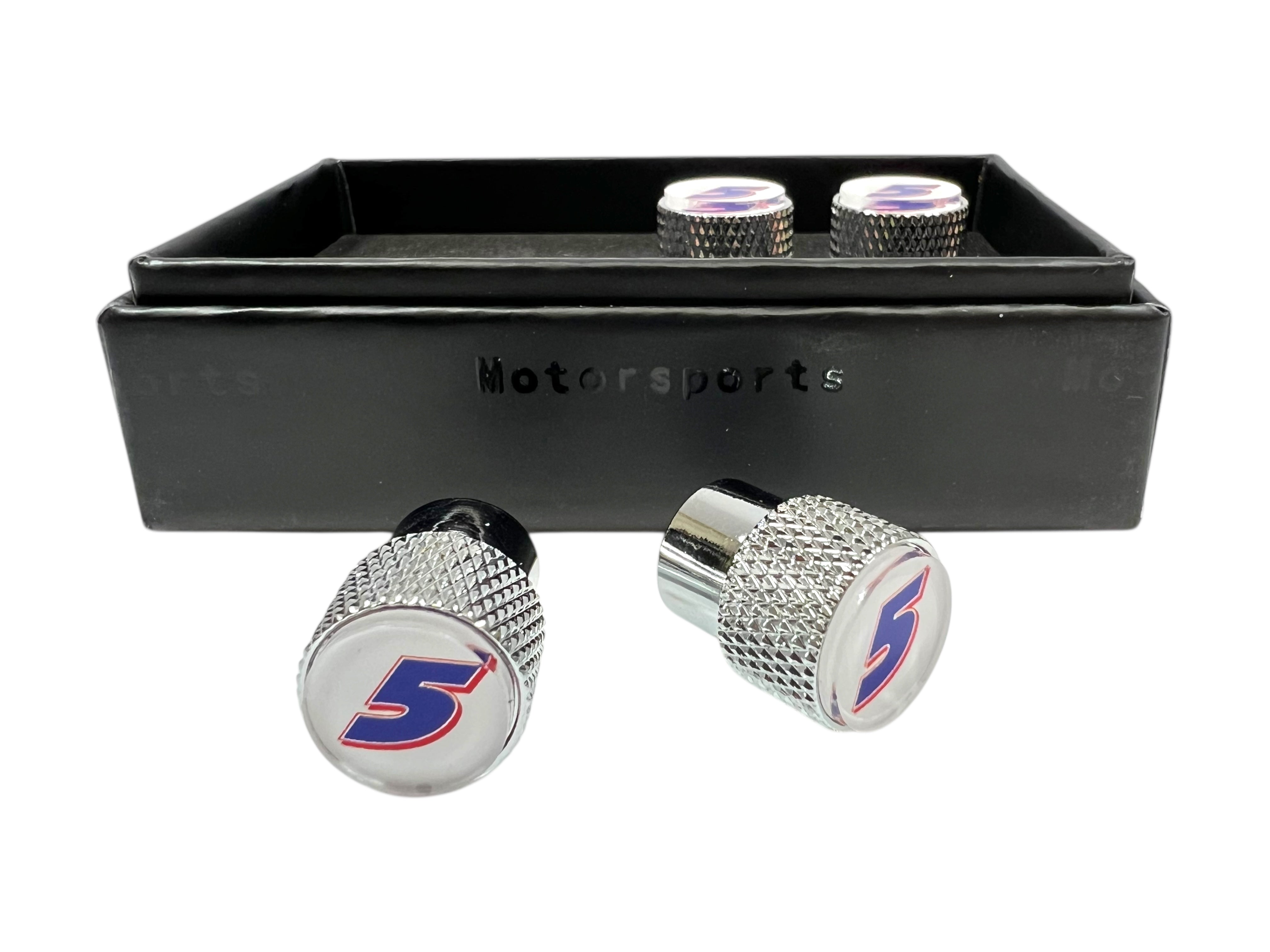 Kyle Larson Hendrickcars.com # Only Chrome Knurled Valve Stem Caps
