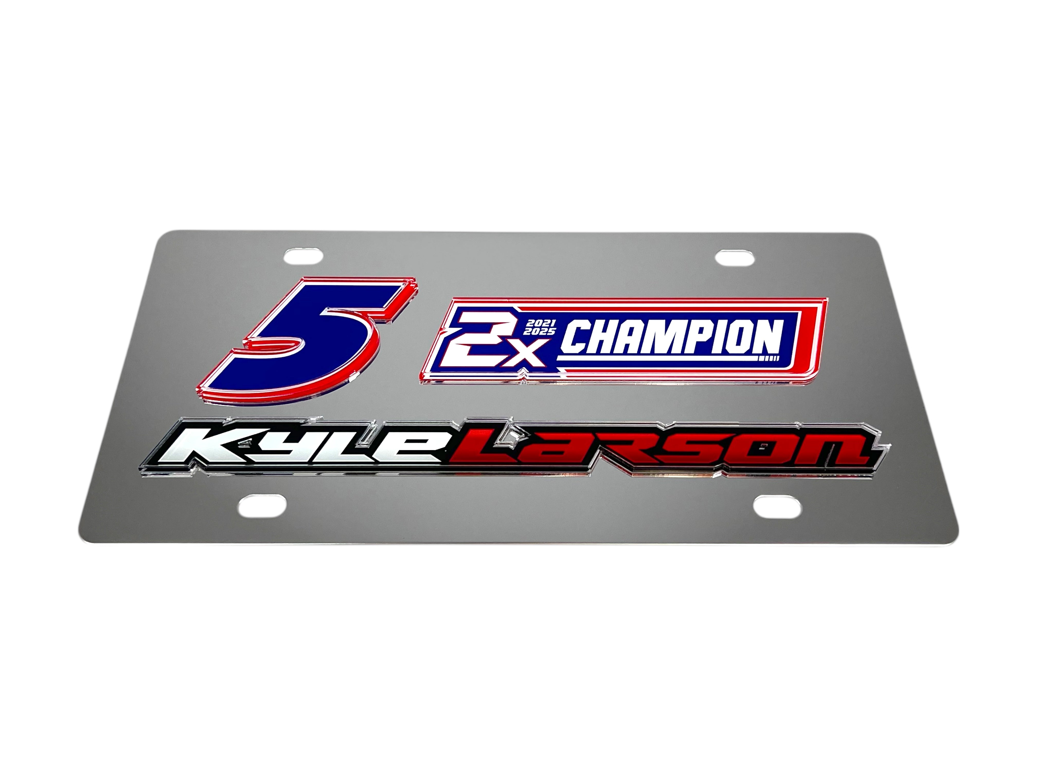 Kyle Larson 2X Champion Stainless Steel License Plate