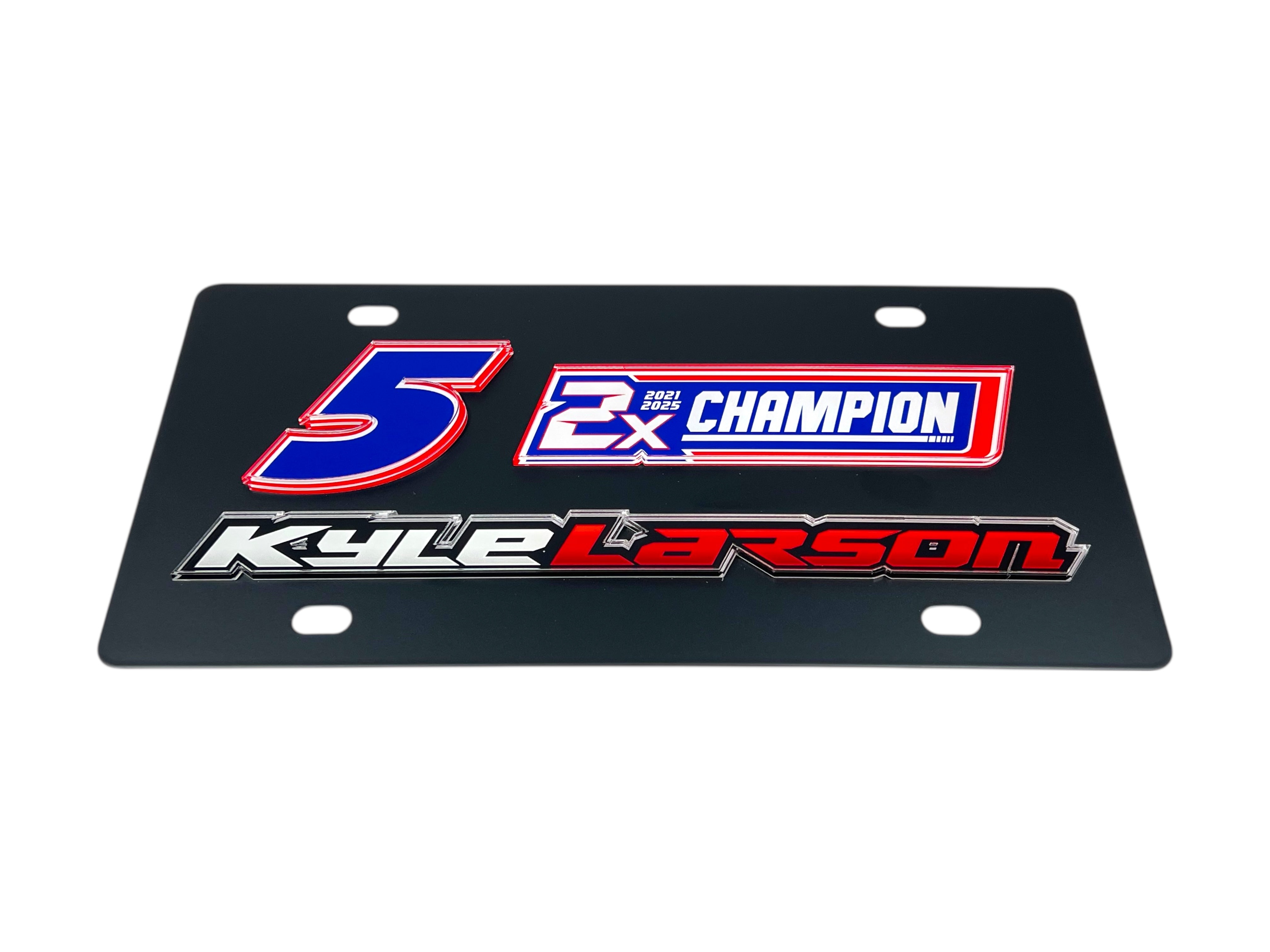 Kyle Larson 2X Champion Carbon Steel License Plate