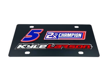 Kyle Larson 2X Champion Carbon Steel License Plate