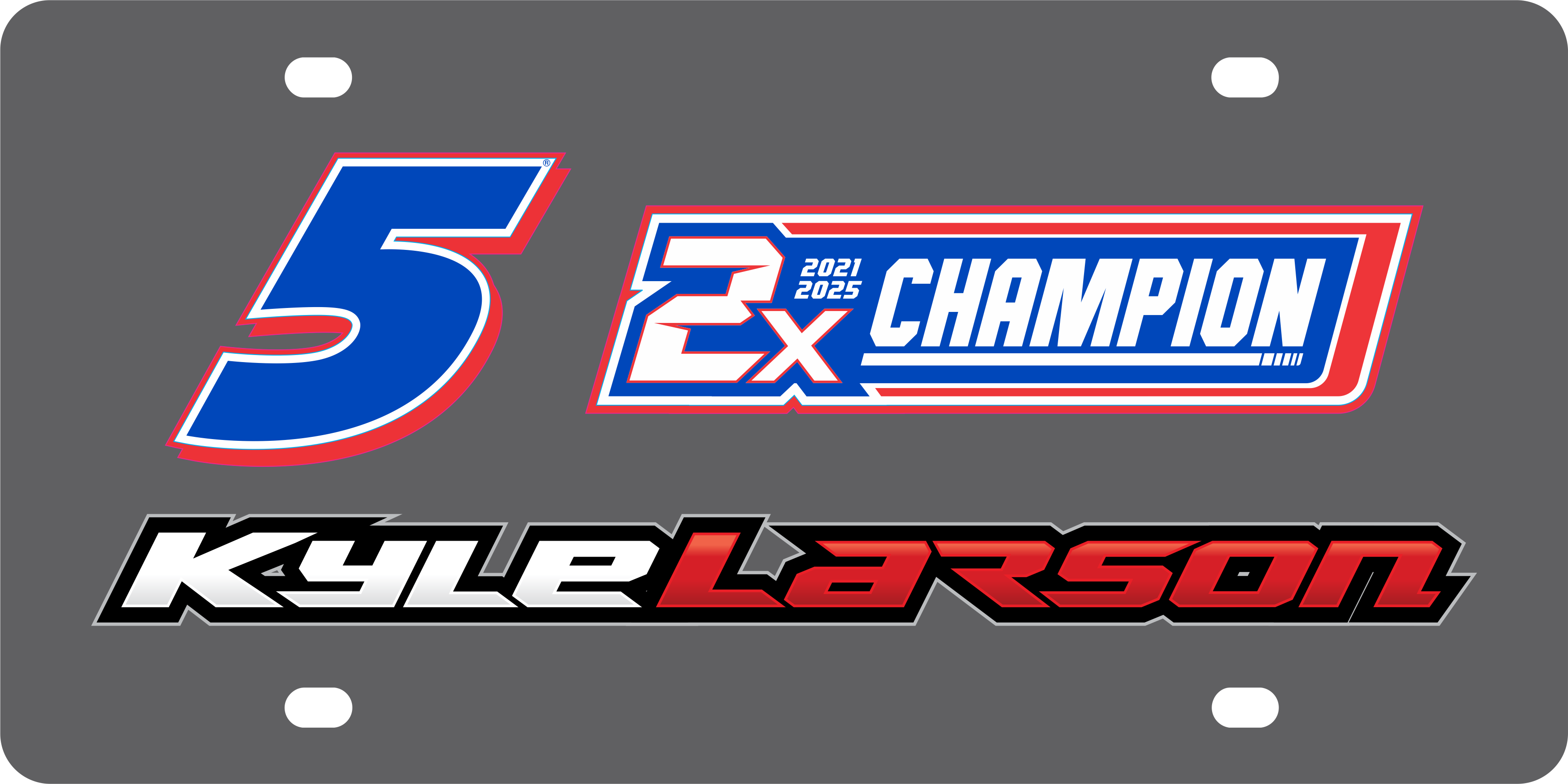 Kyle Larson 2X Champion Carbon Steel License Plate
