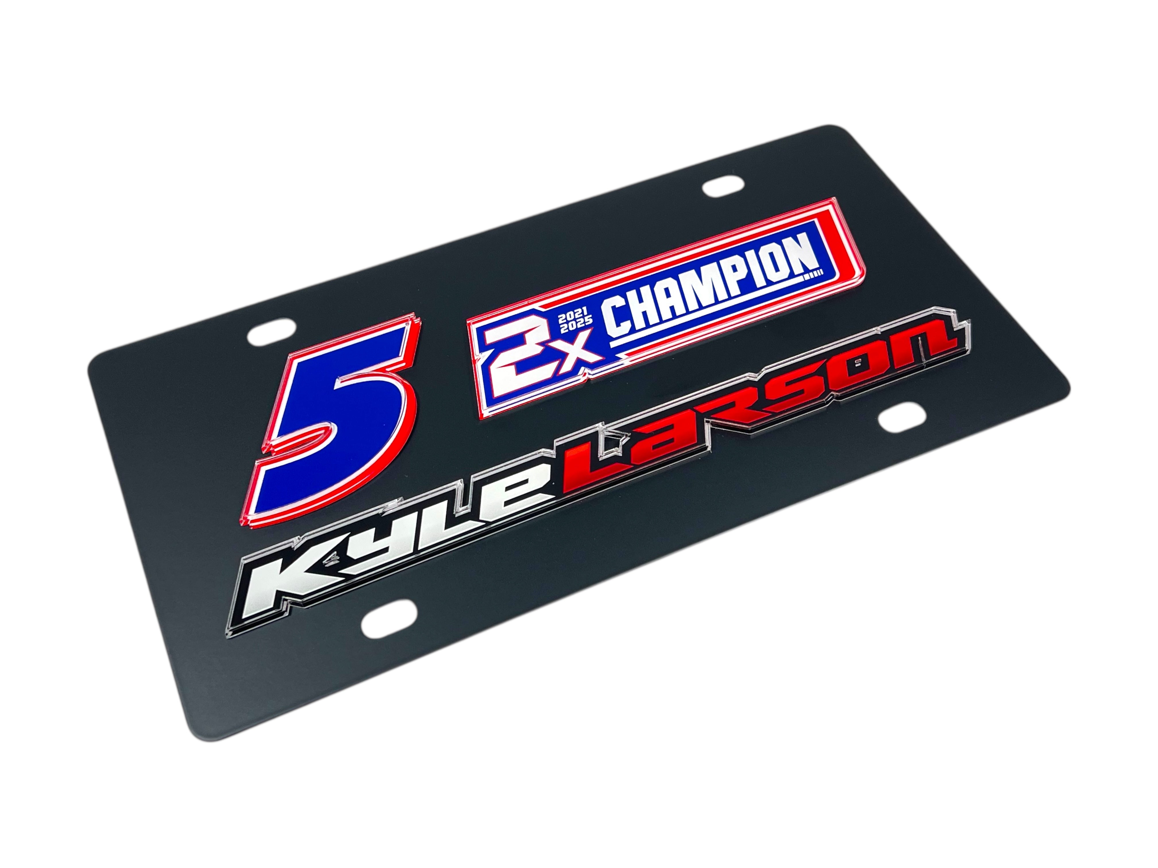 Kyle Larson 2X Champion Carbon Steel License Plate