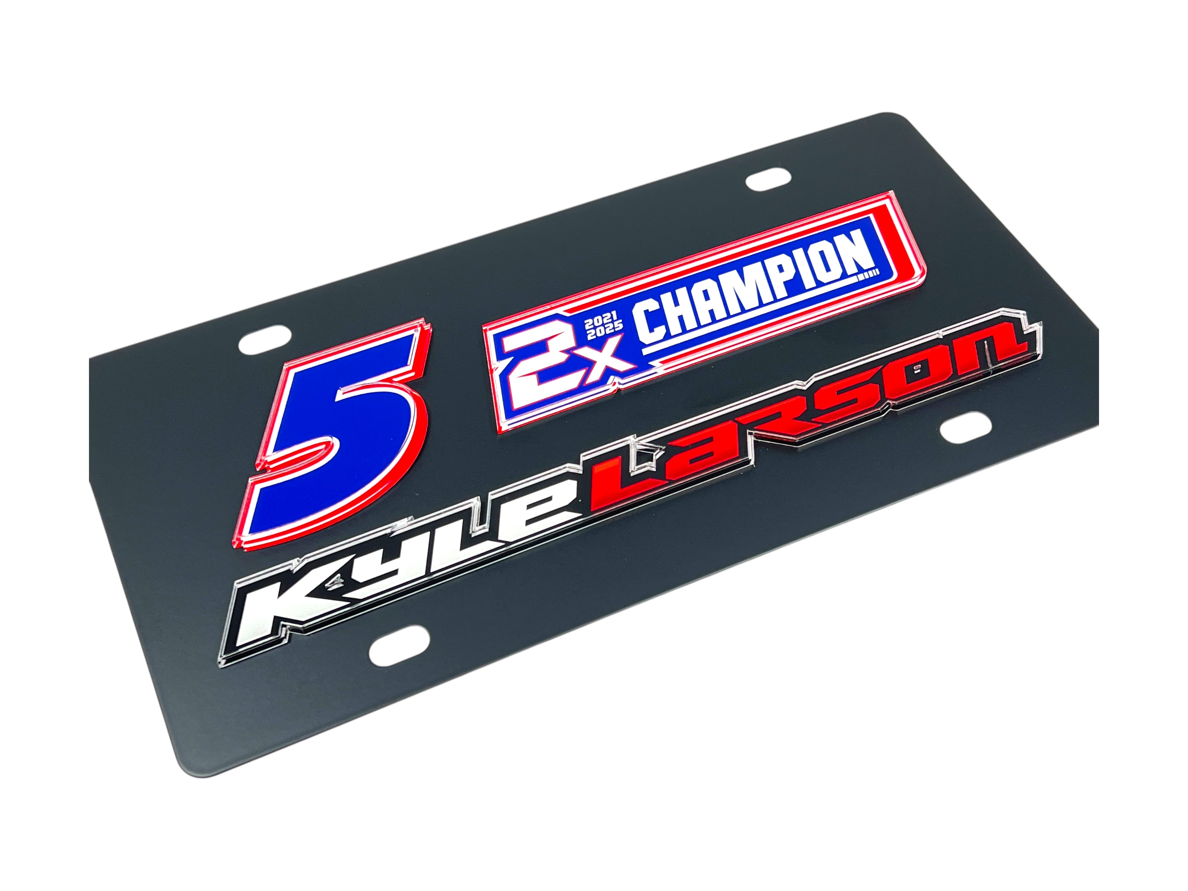 Kyle Larson 2X Champion Carbon Steel License Plate