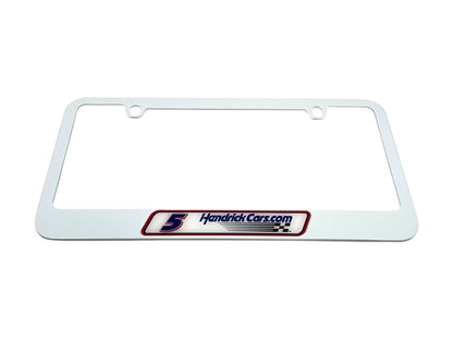 Kyle Larson Hendrickcars.com # & Sponsor White License Plate Frame