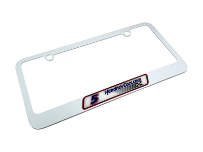 Kyle Larson Hendrickcars.com # & Sponsor White License Plate Frame