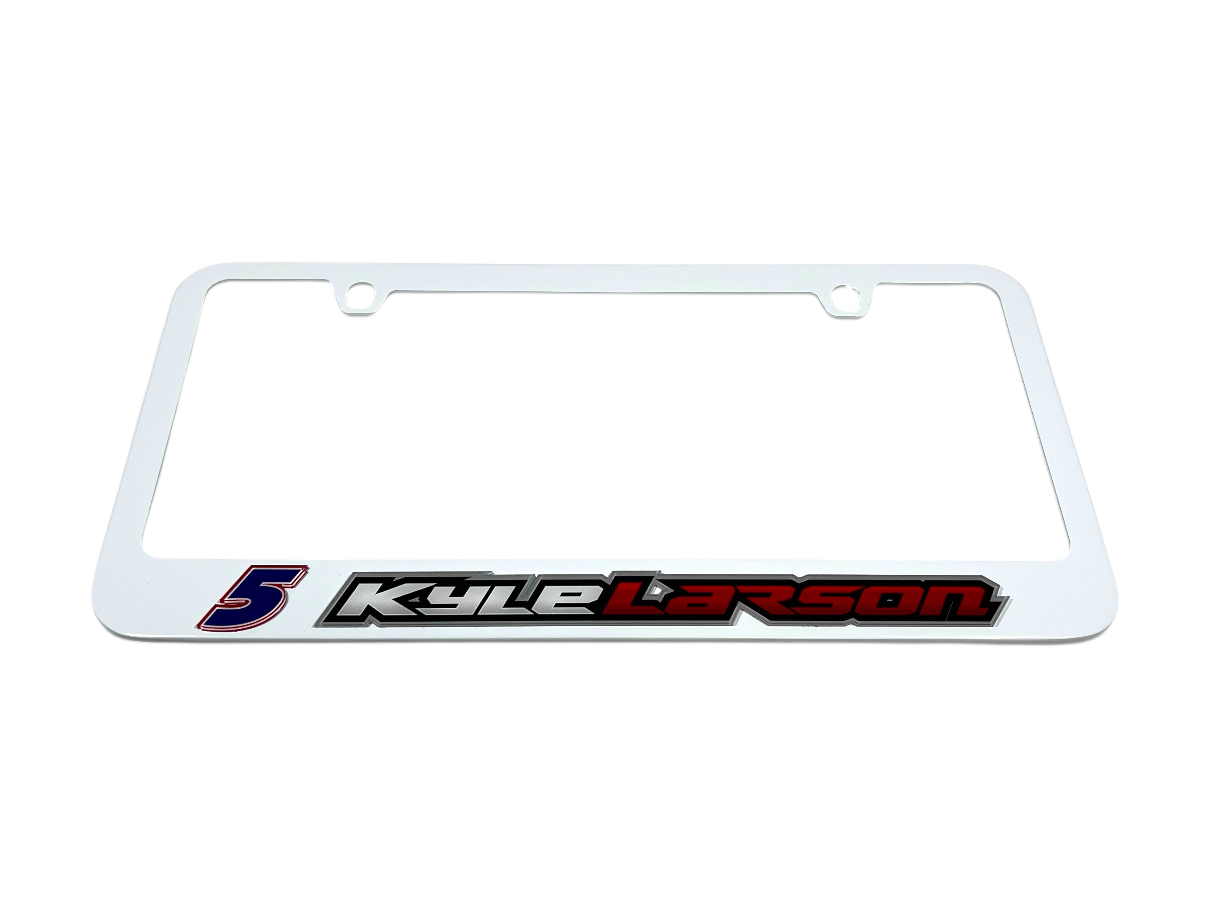 Kyle Larson Hendrickcars.com # & Name Rail White License Plate Frame