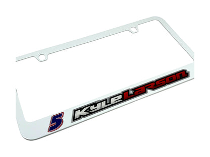 Kyle Larson Hendrickcars.com # & Name Rail White License Plate Frame