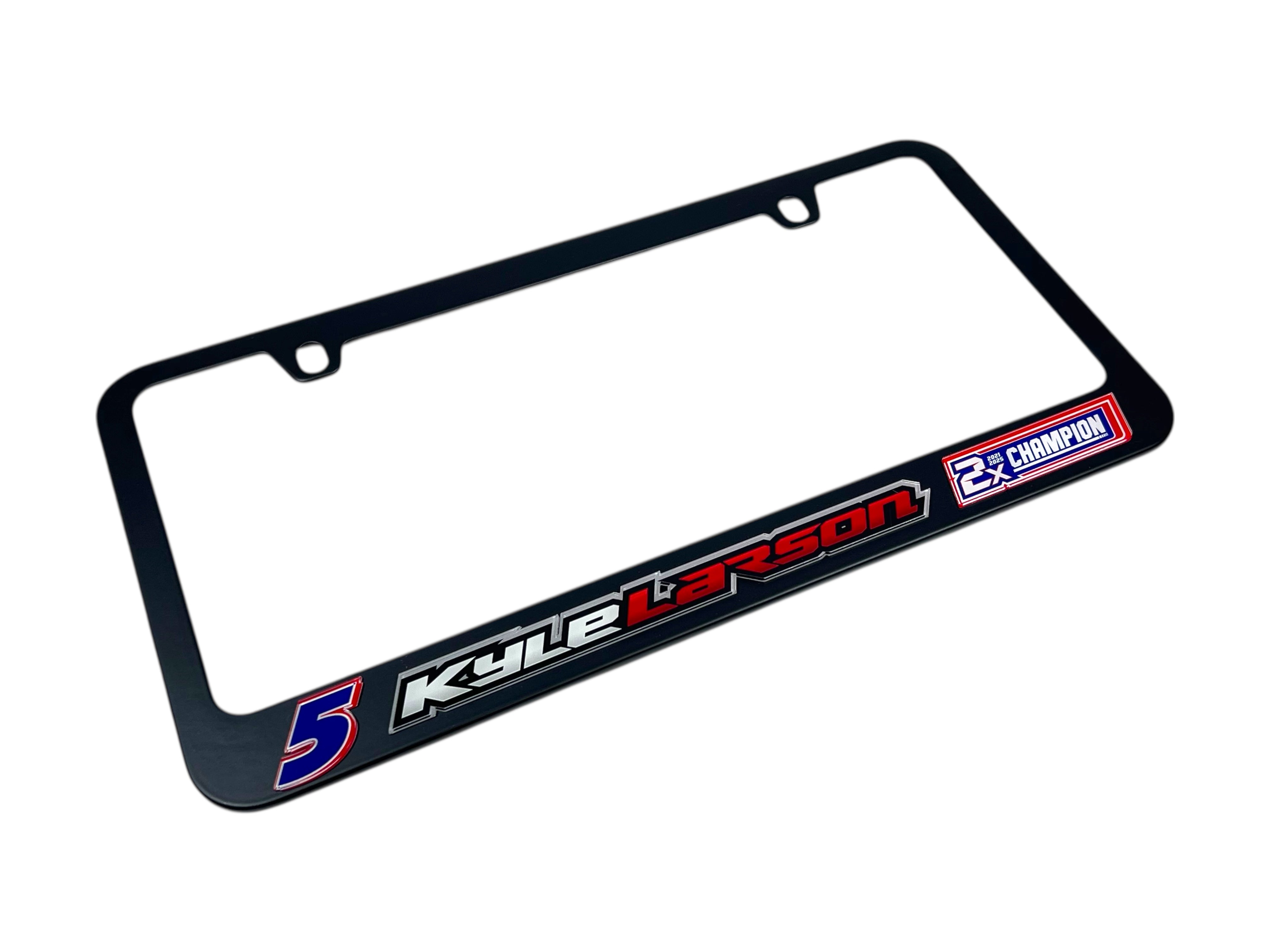 Kyle Larson 2X Champion Black License Plate Frame