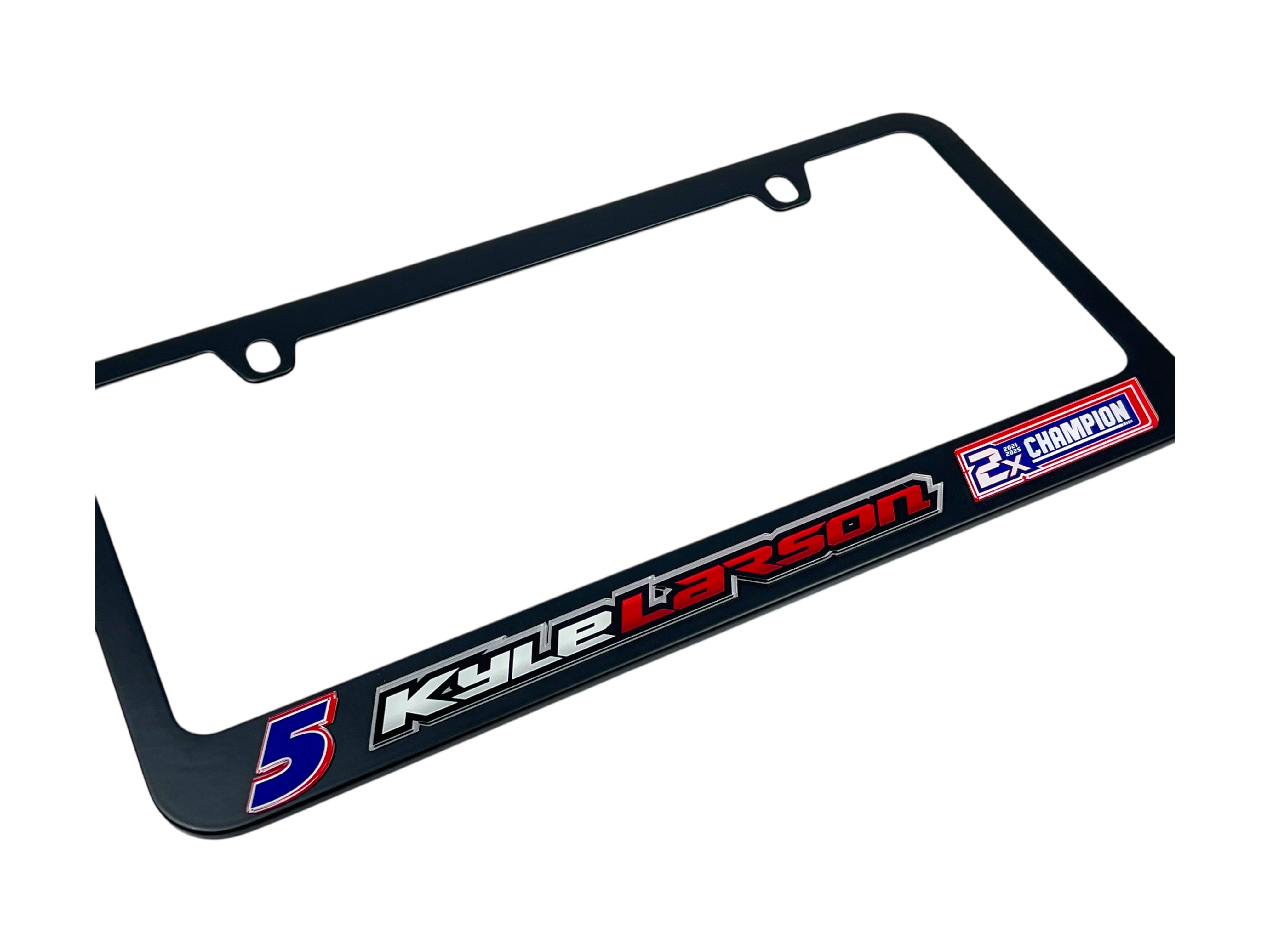 Kyle Larson 2X Champion Black License Plate Frame