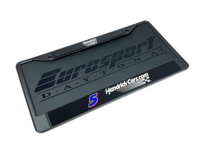 Kyle Larson Hendrickcars.com # & Sponsor Black License Plate Frame