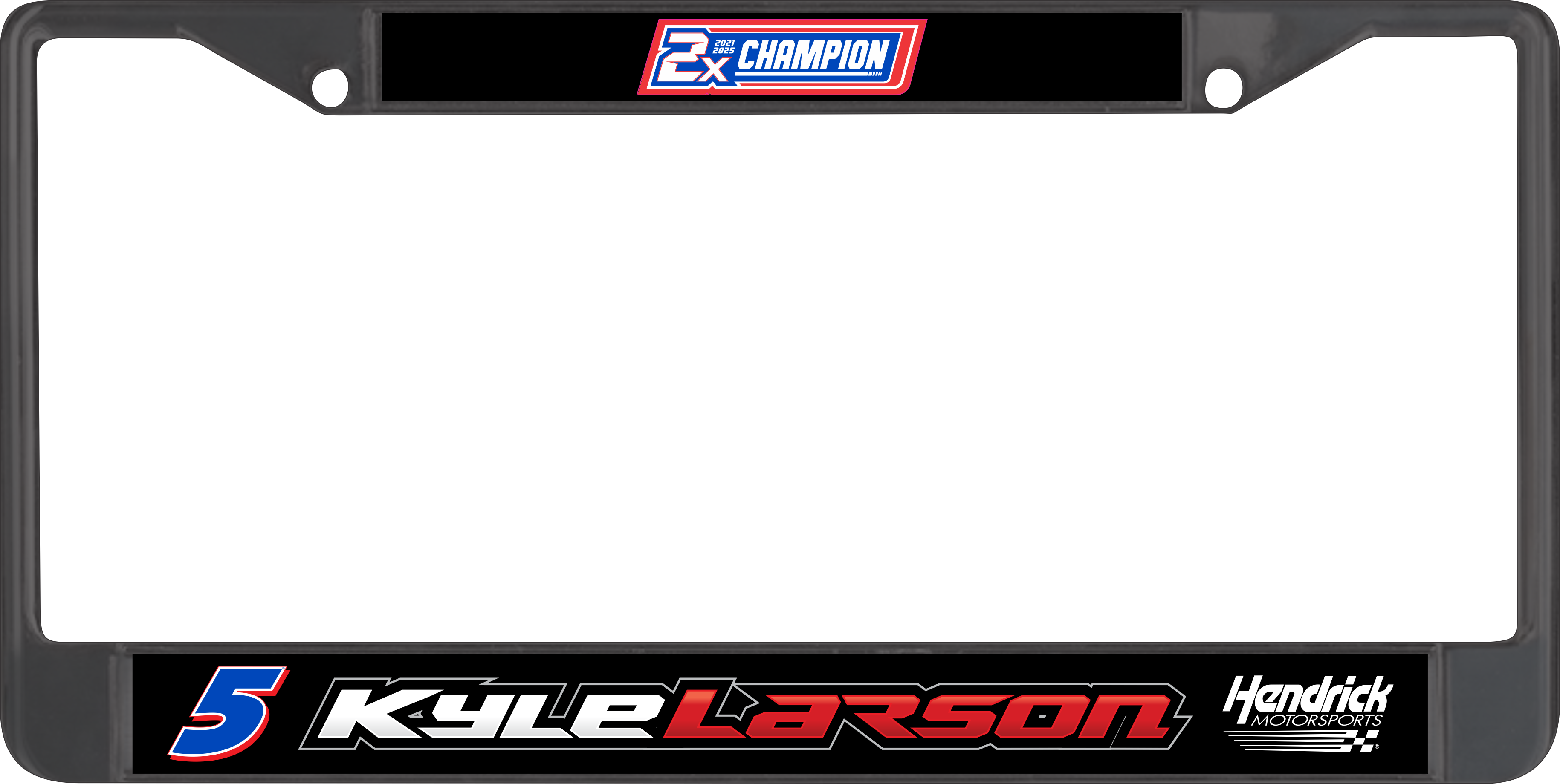 Kyle Larson 2X Champion Black License Plate Frame