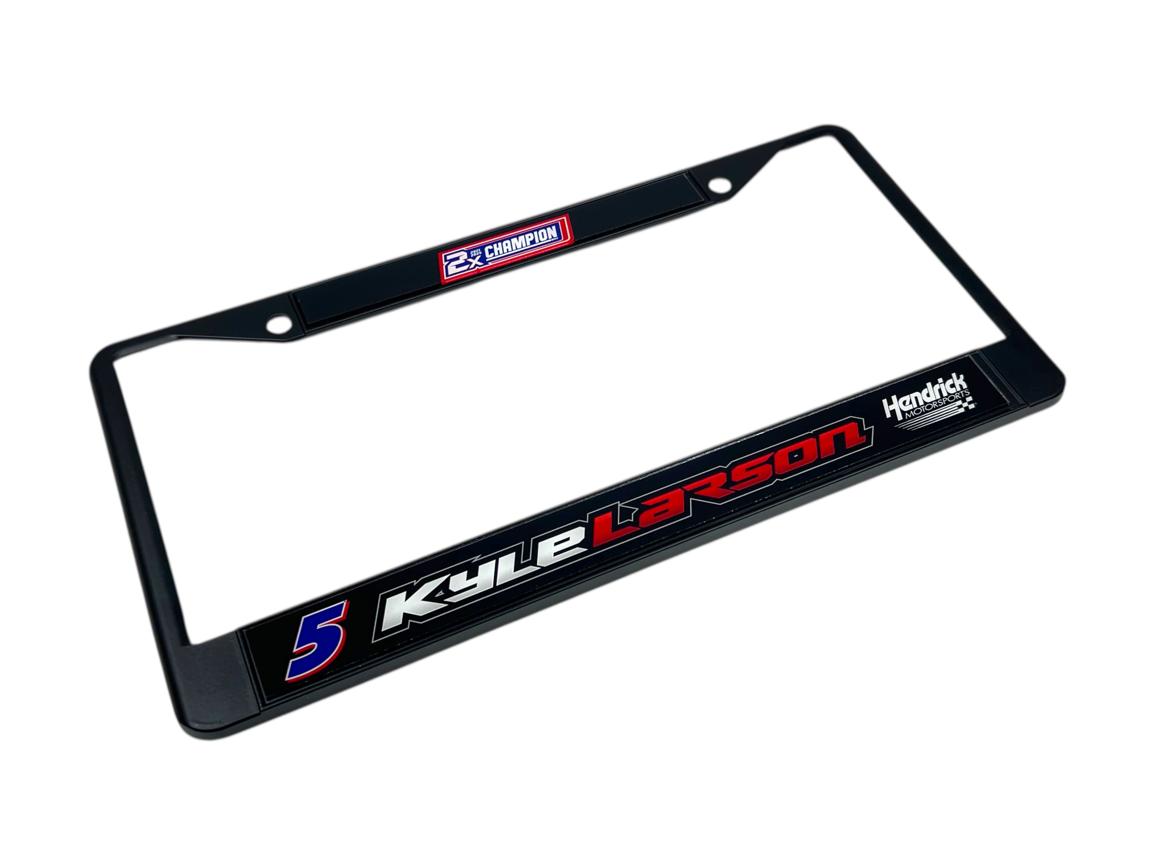 Kyle Larson 2X Champion Black License Plate Frame