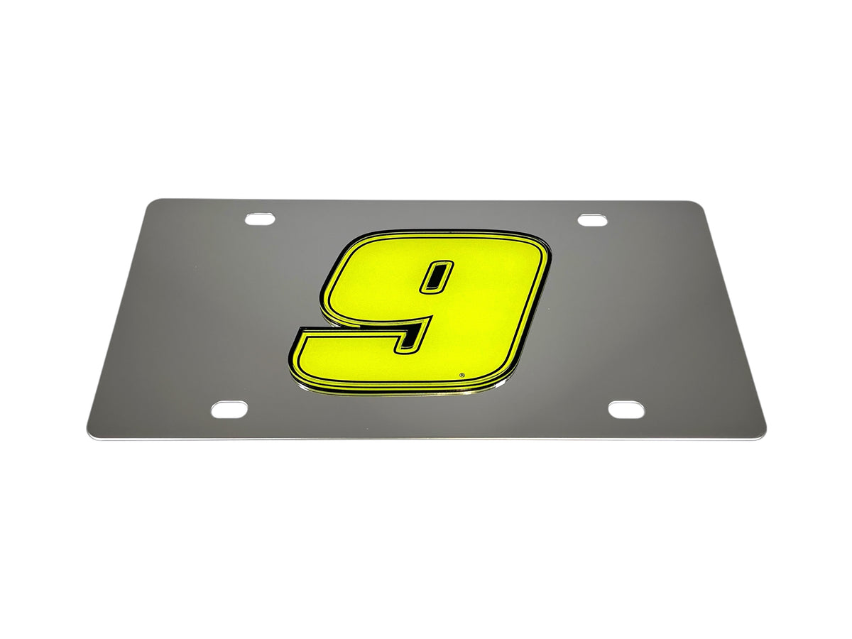 Chase Elliott Fluorescent #9 Stainless Steel License Plate