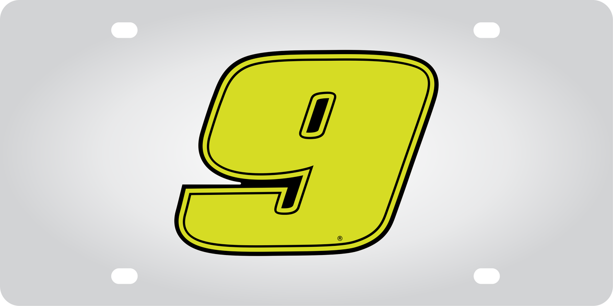 Chase Elliott Fluorescent #9 Stainless Steel License Plate