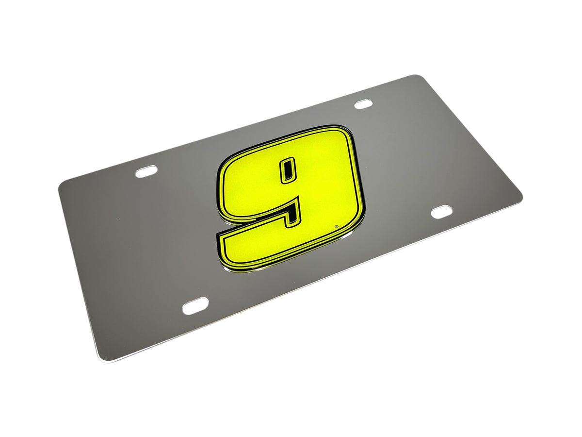 Chase Elliott Fluorescent #9 Stainless Steel License Plate