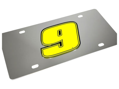 Chase Elliott Fluorescent #9 Stainless Steel License Plate
