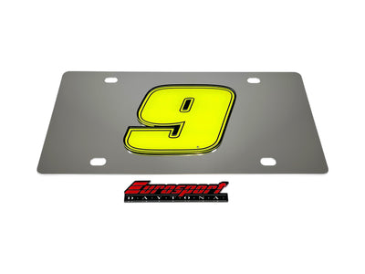 Chase Elliott Fluorescent #9 Stainless Steel License Plate