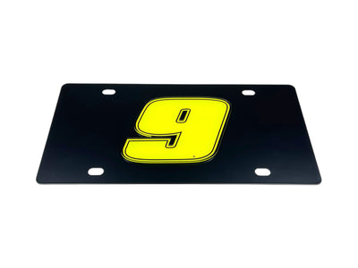 Chase Elliott Fluorescent #9 Carbon Steel License Plate