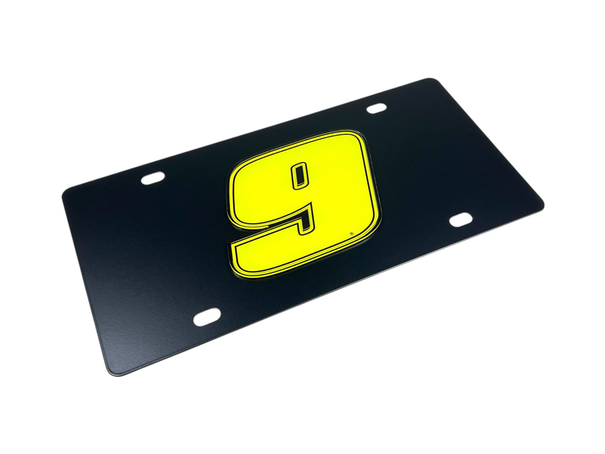 Chase Elliott Fluorescent #9 Carbon Steel License Plate