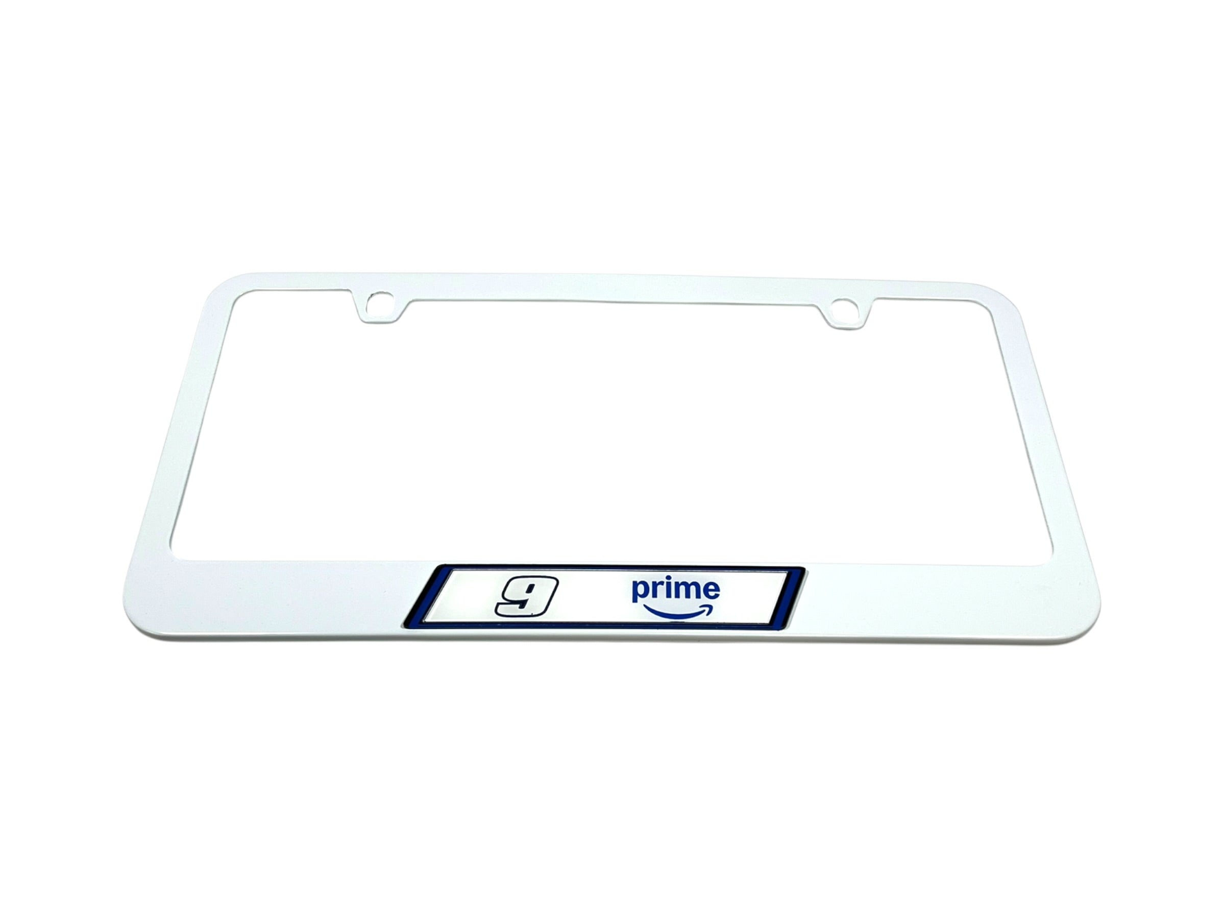 Chase Elliott Amazon Prime # & Sponsor White License Plate Frame