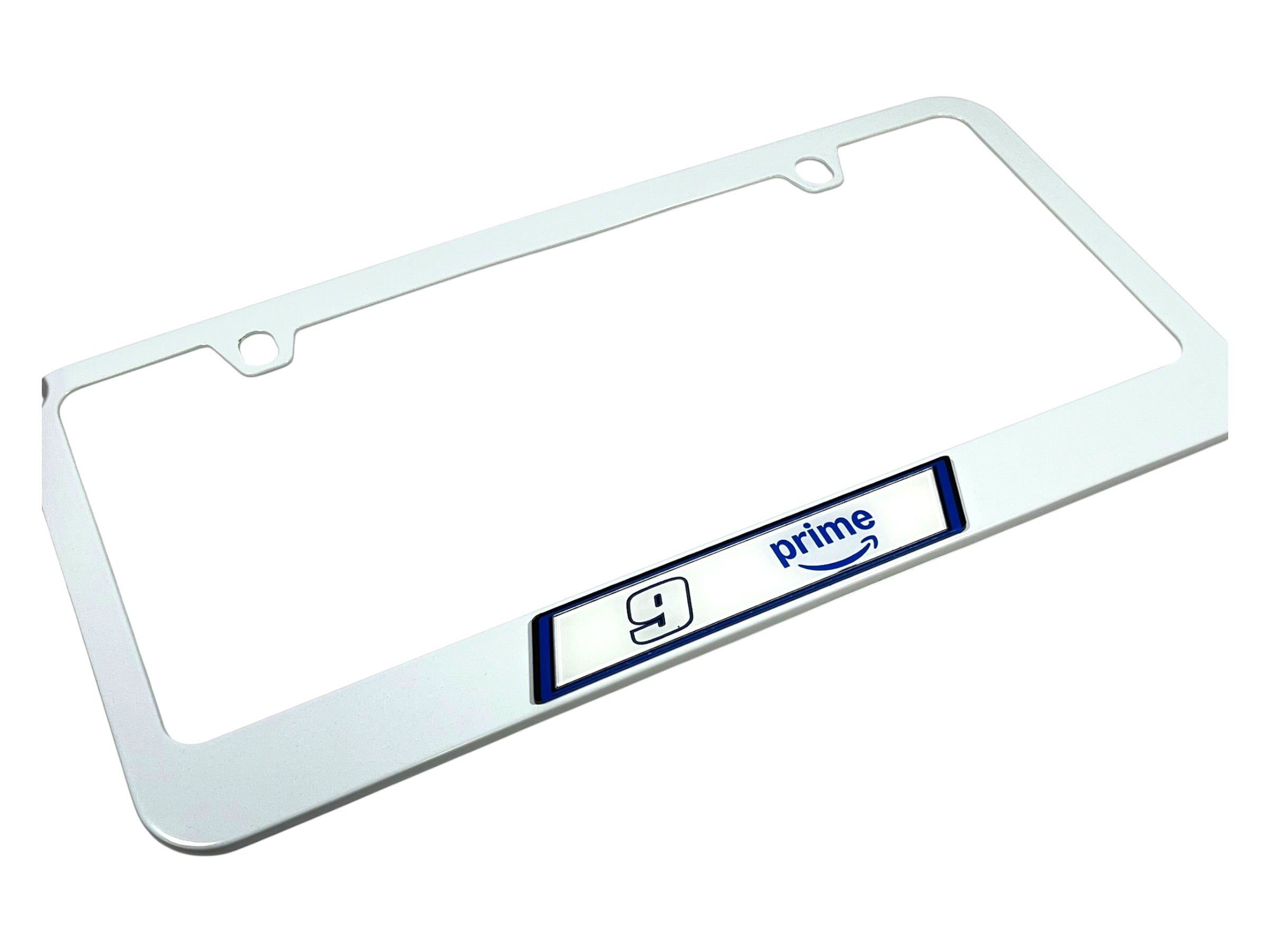 Chase Elliott Amazon Prime # & Sponsor White License Plate Frame