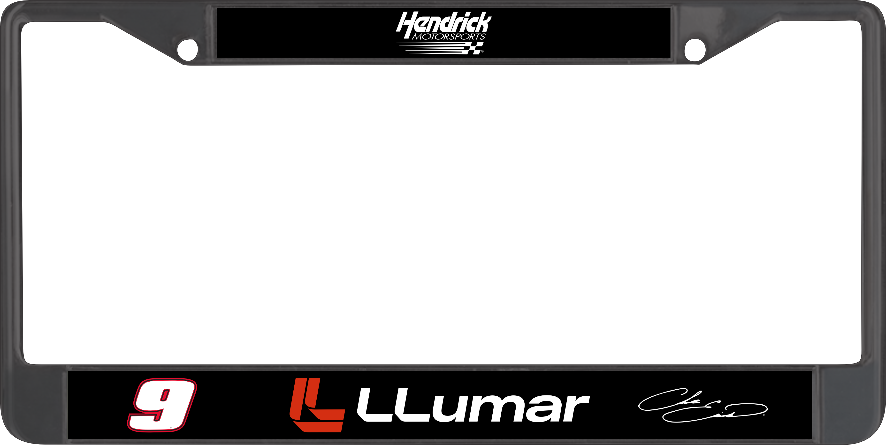 Chase Elliott LLumar # & Sponsor Black License Plate Frame
