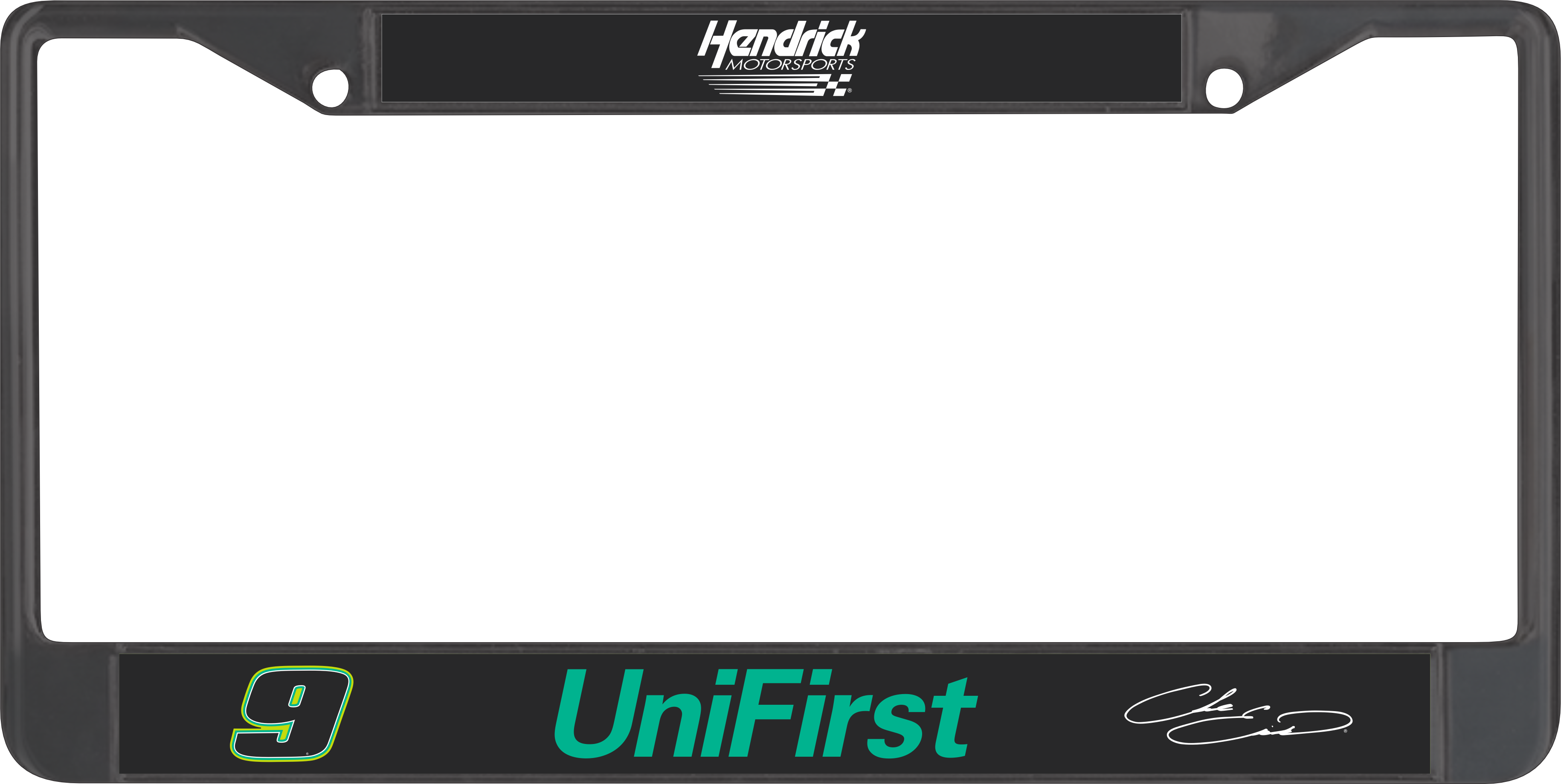 Chase Elliott UniFirst # & Sponsor Black License Plate Frame